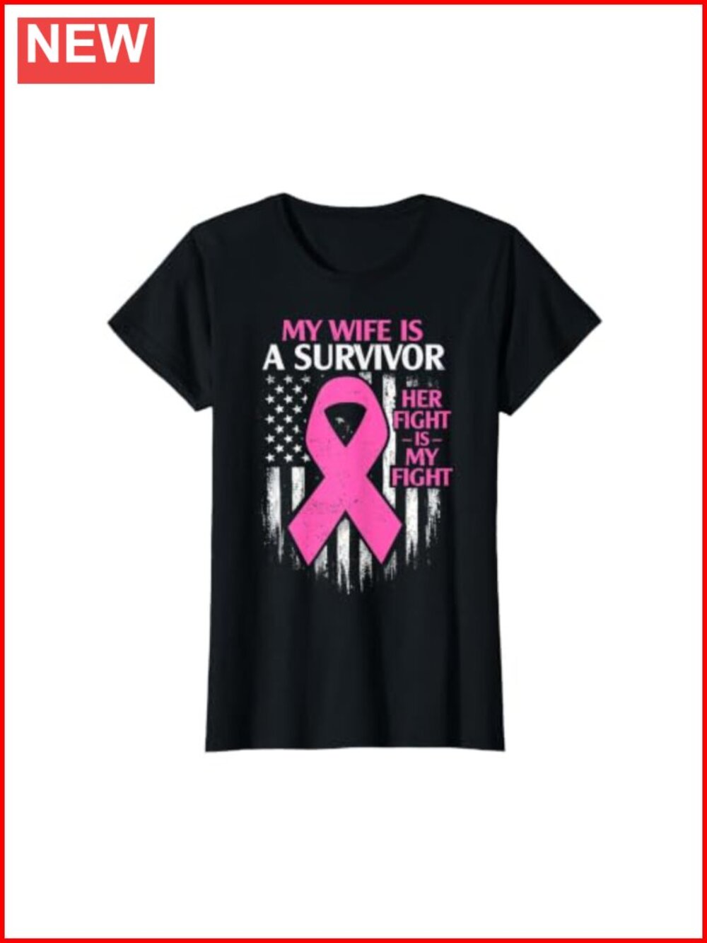 Breast Cancer Survivor USA Flag T-Shirt Classic Fit Double-Needle